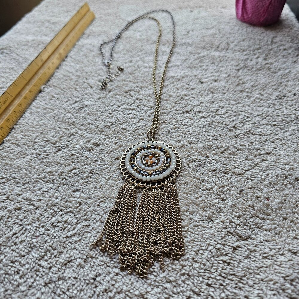 Native American style round bib necklace